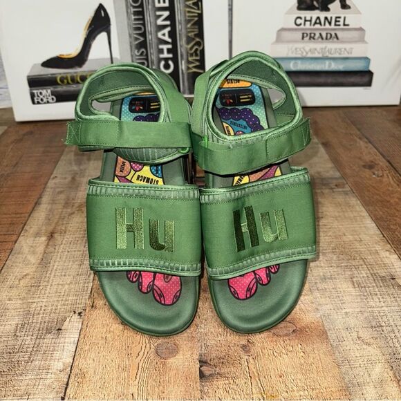 Adidas‎ x Pharrell Williams Men’s HU Adilette 2 Ankle Sandal Sz 12 Green FU7611